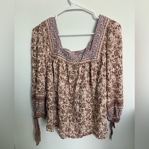 Rachel Zoe Floral Bohemian Peasant Top Women’s L - Picture 3 of 7